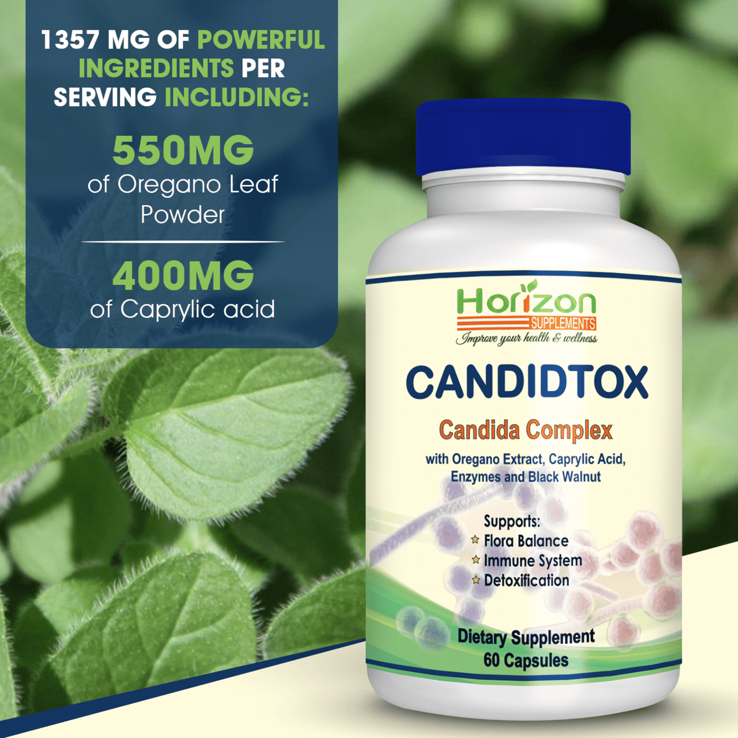 Candidtox Advanced Candida Cleanse and Gut Health Support Supplement by Horizon Supplements